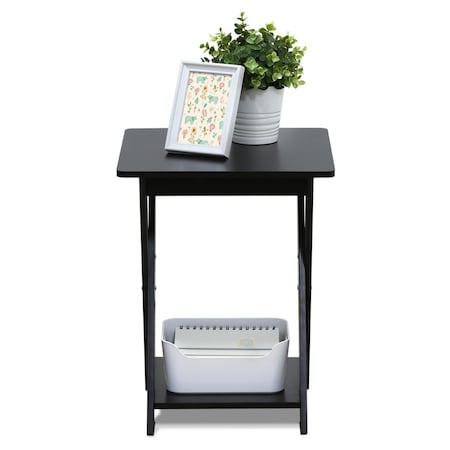 Furinno Modern Simplistic Criss-Crossed End Table, Espresso 16050EX